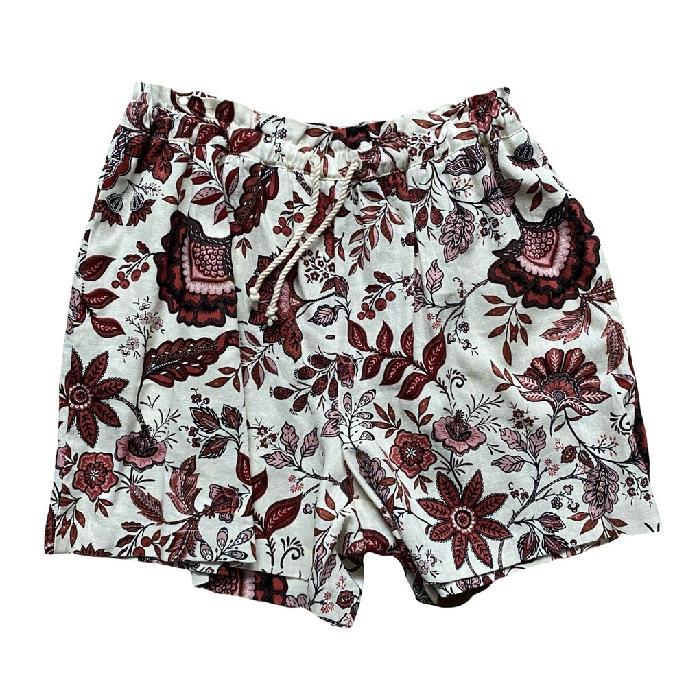 Joie Linen‎ Blend Floral Casual Beach Bohemian Tassel Tie Shorts Size 4